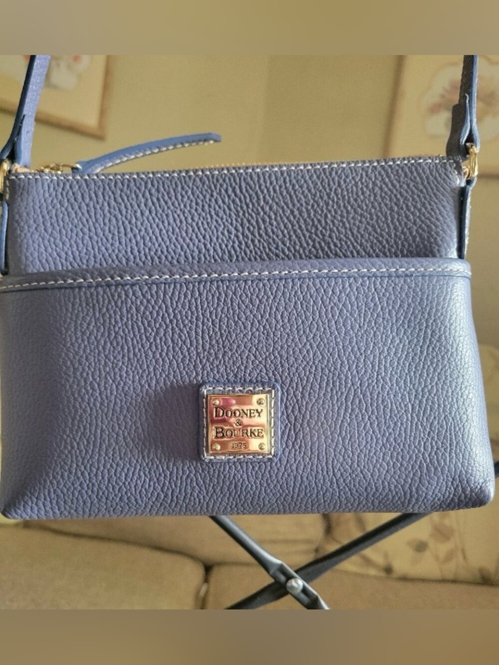 Dooney & Bourke Lucca Ginger Pebbled Leather Crossbody Smoky Blue color